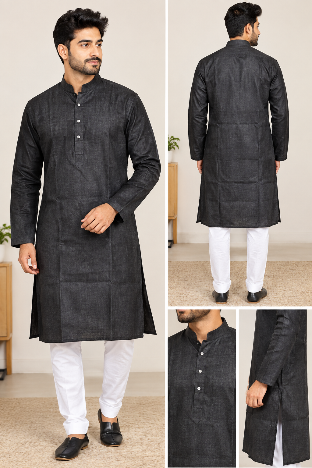 Stylish Mens black kurta