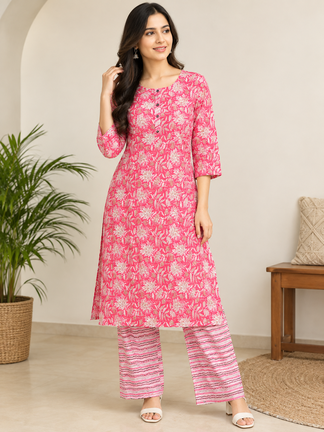 women's pink kurta