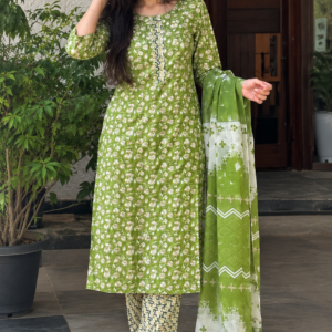 Olive Bloom Printed Kurta Set
