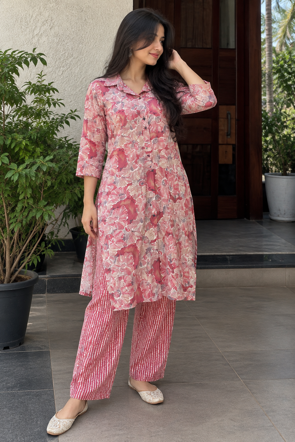 Rose Bloom Printed Kurta Set