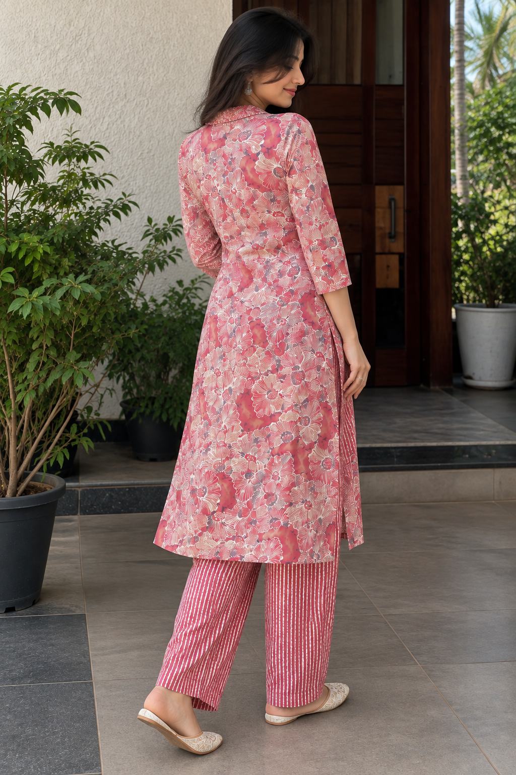Rose Bloom Printed Kurta Set - Image 3