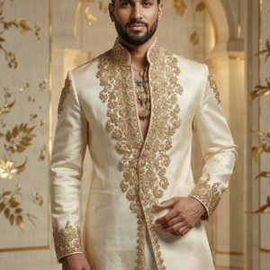 Man in premium sherwani for Taareef festive collection