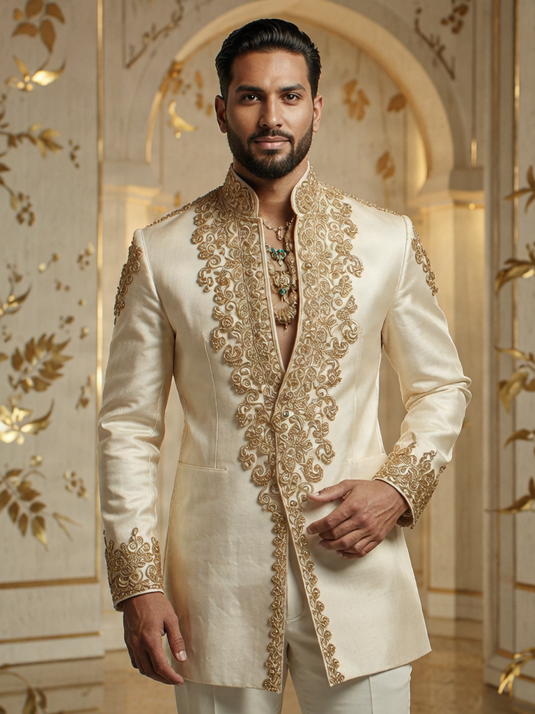 Man in premium sherwani for Taareef festive collection